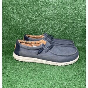 Hey Dude Men's Size 13 Wally Stretch Washed Blue Denim Canvas Slip On Shoes